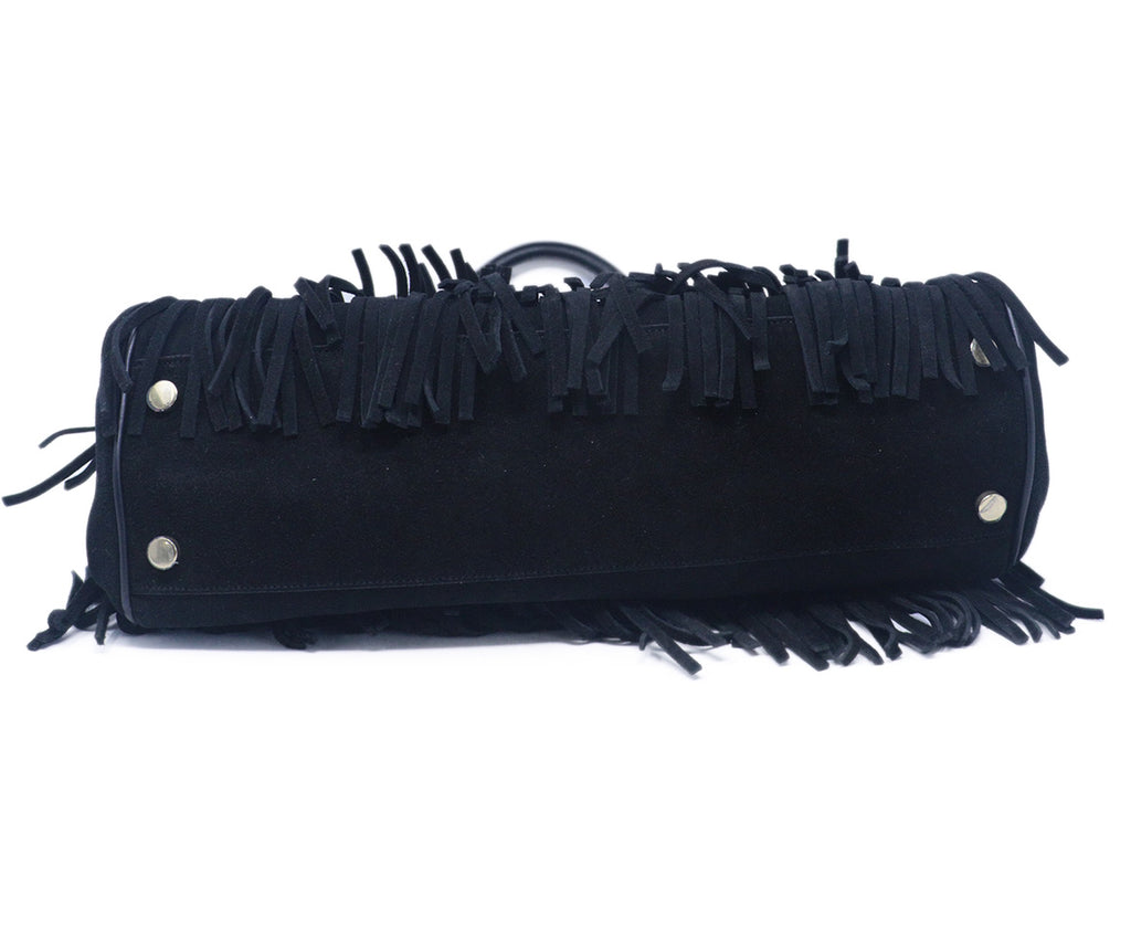 Saint Laurent Black Suede Fringe Tote 3