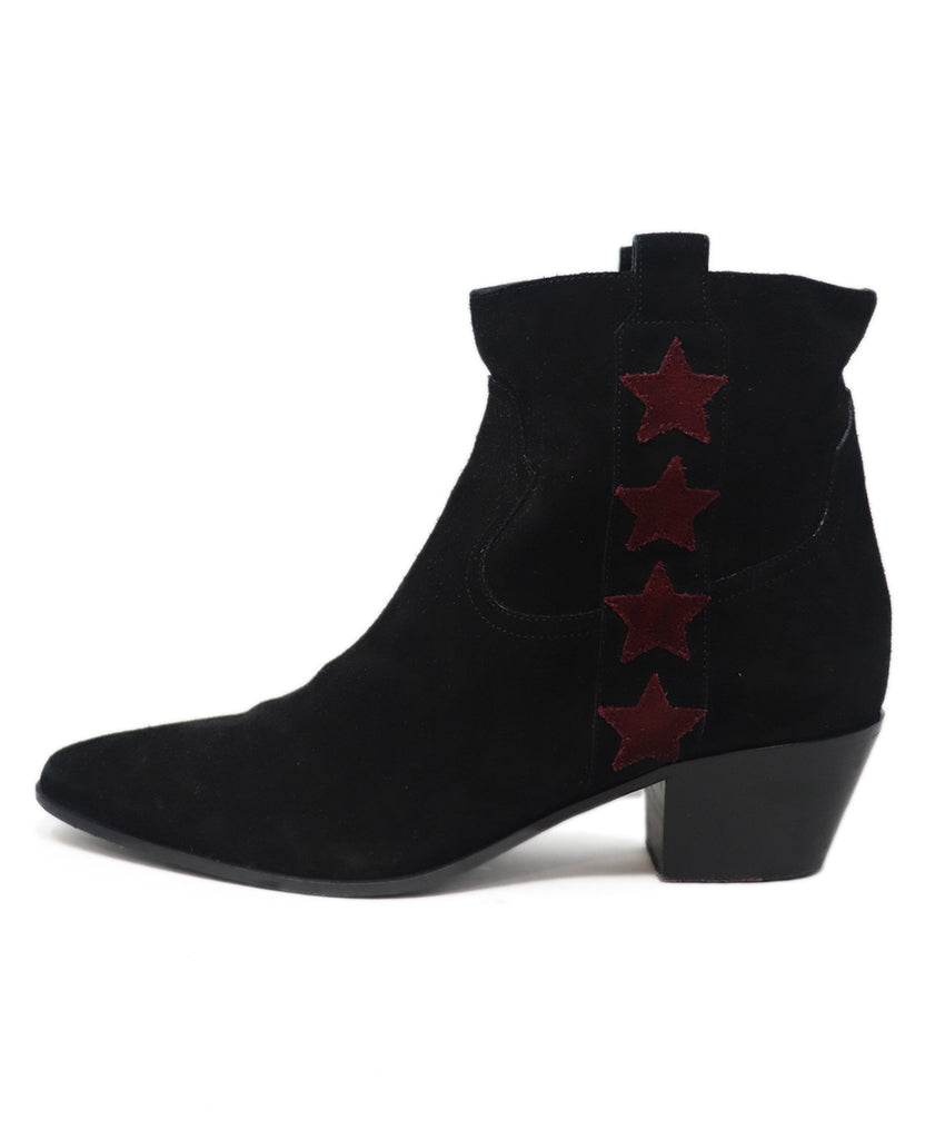 Saint Laurent Black & Burgundy Star Booties 1