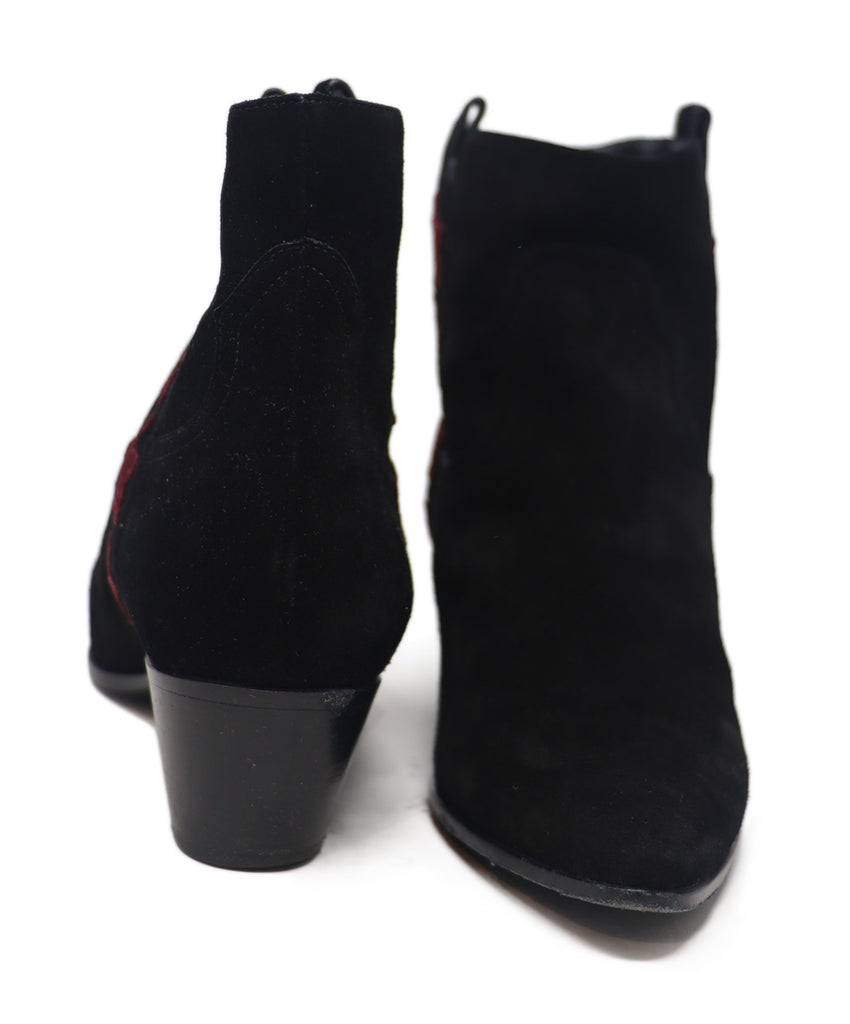 Saint Laurent Black & Burgundy Star Booties 2