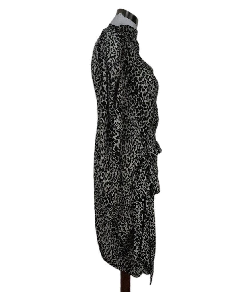 Saint Laurent Black & Grey Print Silk Dress 1