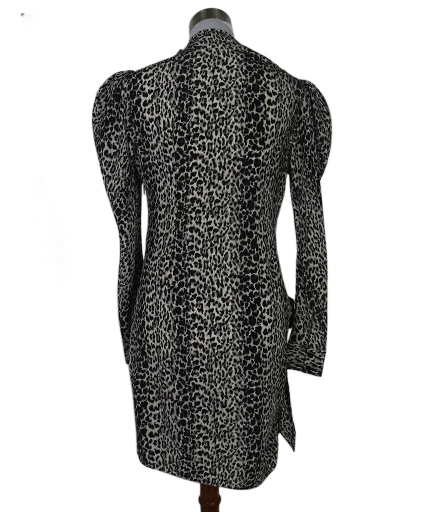 Saint Laurent Black & Grey Print Silk Dress 2