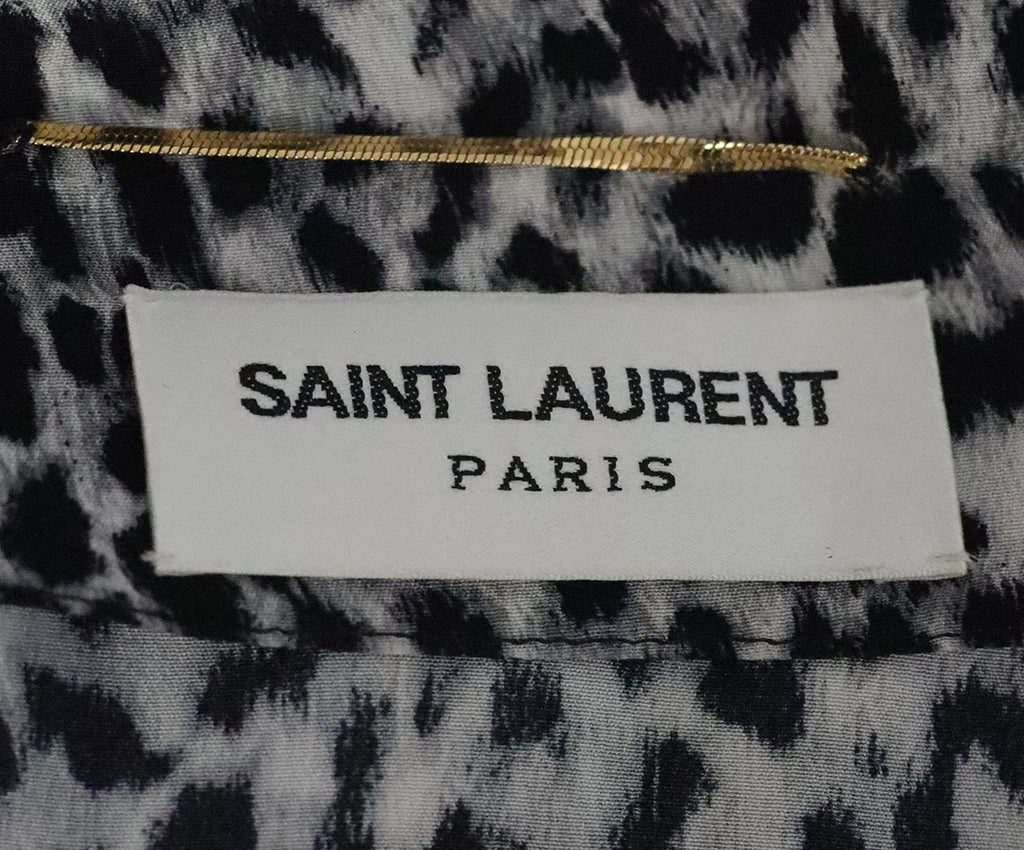 Saint Laurent Black & Grey Print Silk Dress 3