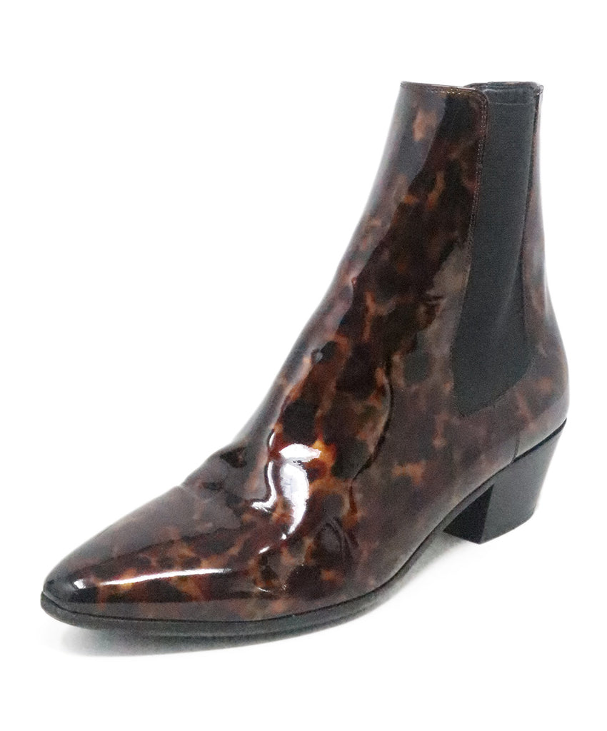 Saint Laurent Tortoise Patent Leather Booties 