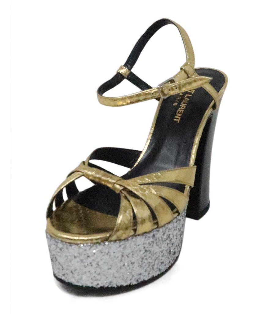 Saint Laurent Gold & Silver Glitter Platform Heels sz 6 - Michael's Consignment NYC