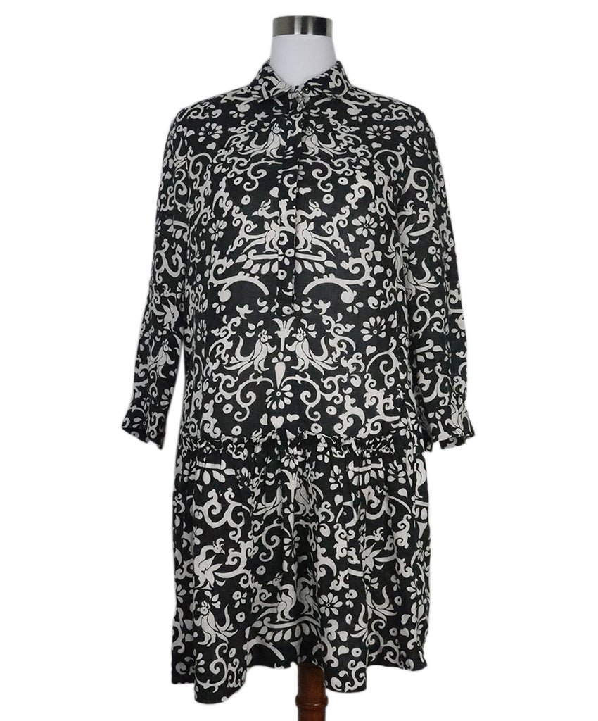 Saloni B&W Print Linen Dress 