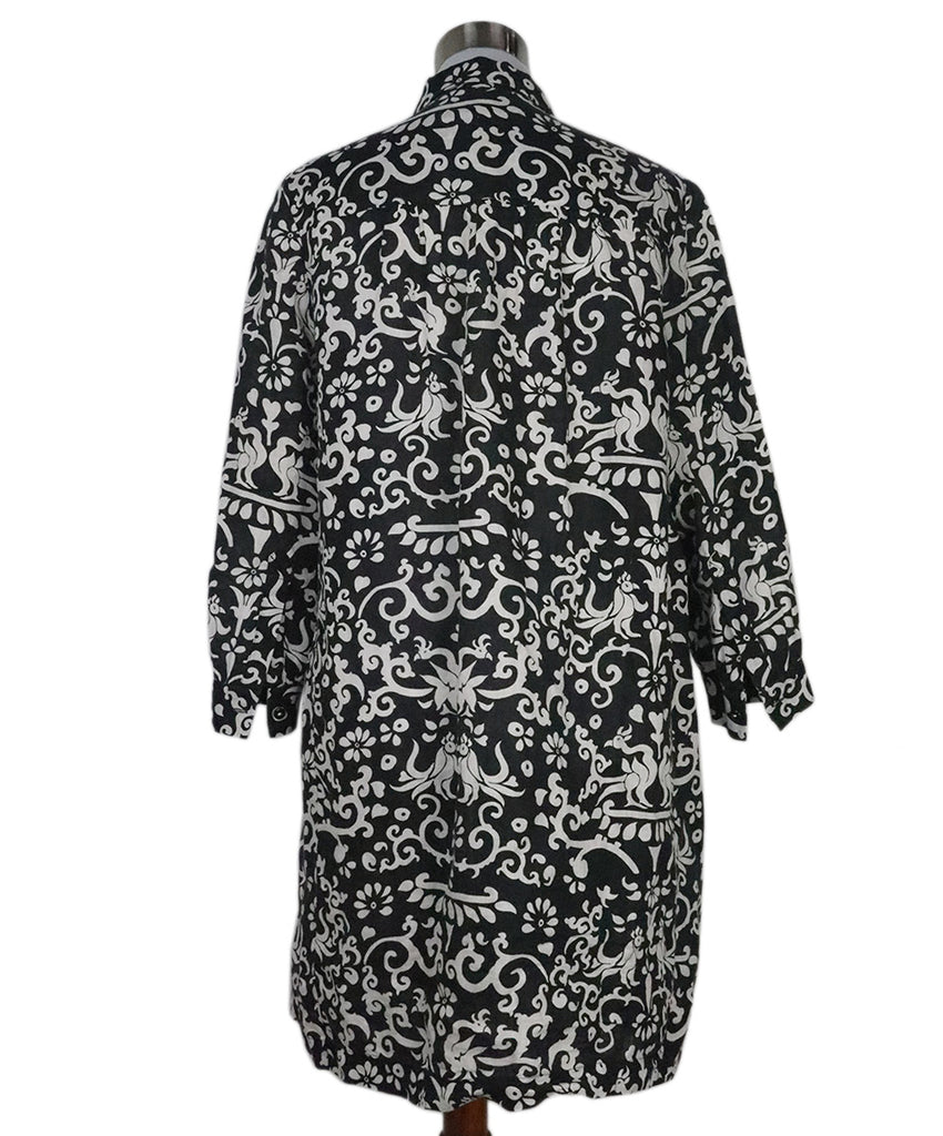 Saloni B&W Print Linen Dress 3