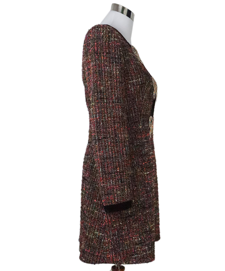 Saloni Multicolor Tweed Beaded Dress 1