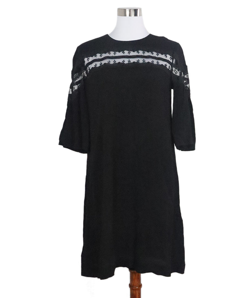 Sandro Black Lace Trim Dress 