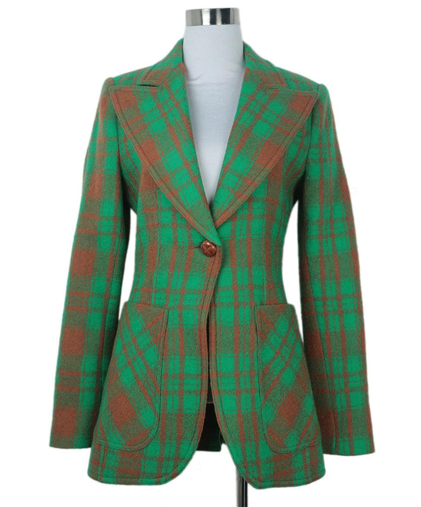 Smythe Green & Tan Plaid Blazer 