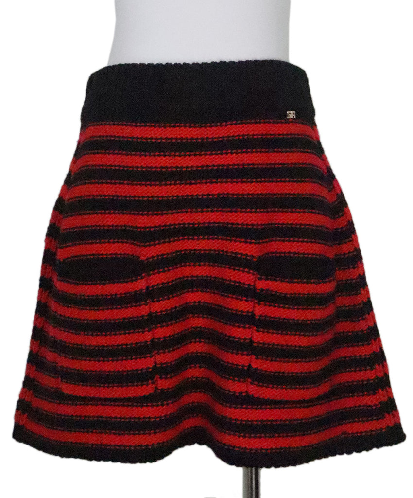 Sonia Rykiel Red & Black Knit Mini Skirt 