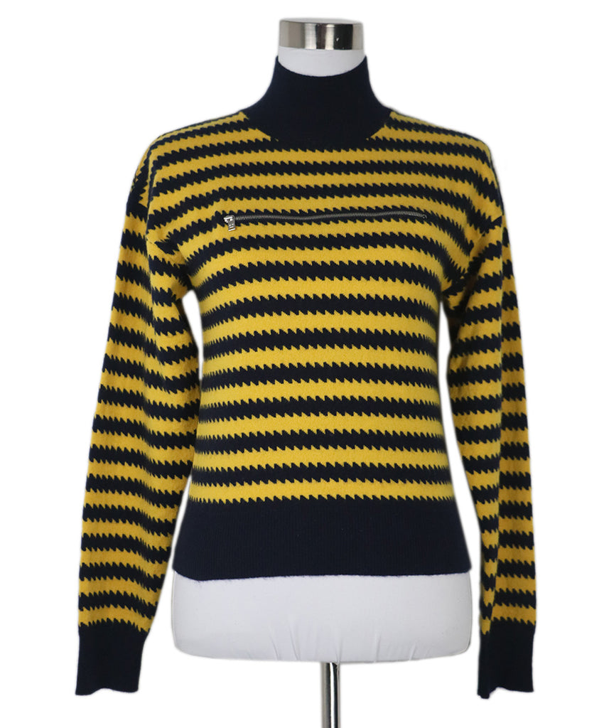 Sonia Rykiel Yellow & Navy Cashmere Turtleneck Sweater 