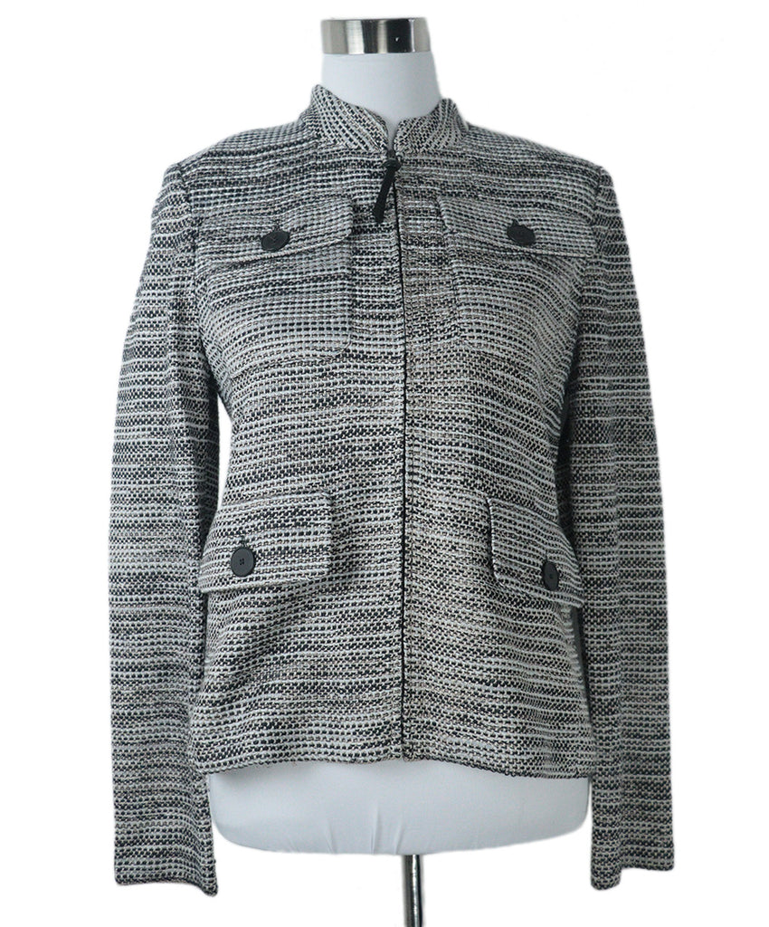 St. John Black & Grey Wool Blazer 