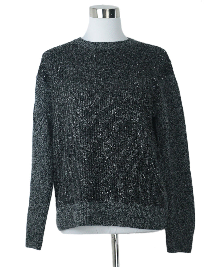 St. John Grey & Black Sequin Sweater 