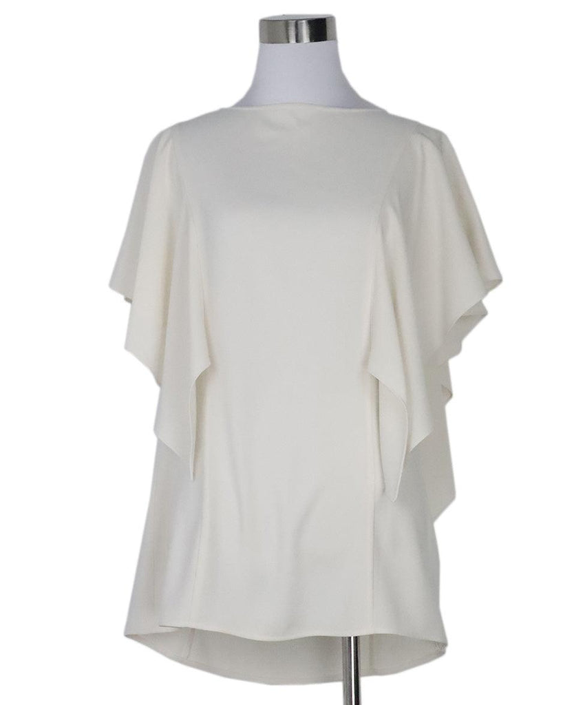 St. John White Ruffle Blouse sz 8 - Michael's Consignment NYC