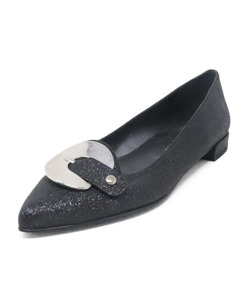 Stuart Weitzman Black Glitter Flats sz 7 - Michael's Consignment NYC