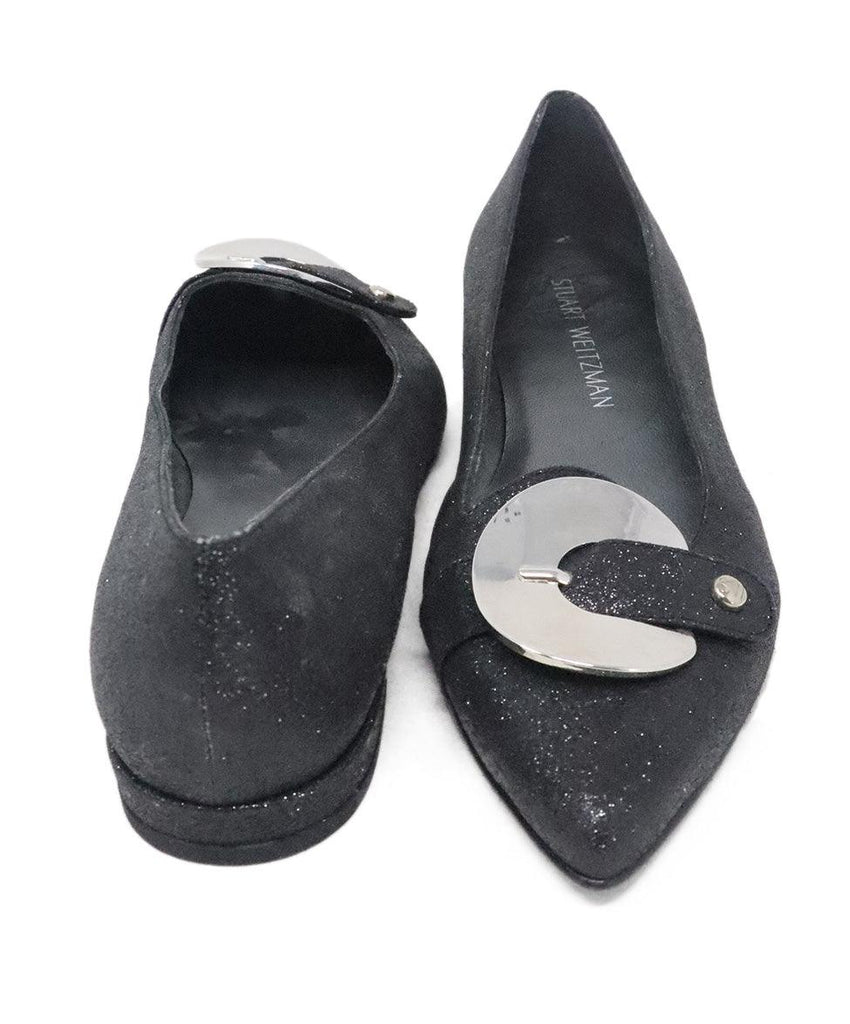 Stuart Weitzman Black Glitter Flats sz 7 - Michael's Consignment NYC