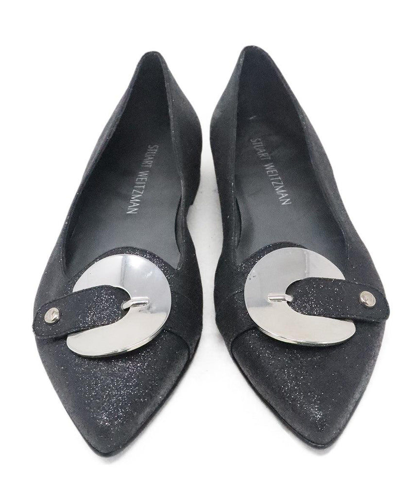 Stuart Weitzman Black Glitter Flats sz 7 - Michael's Consignment NYC