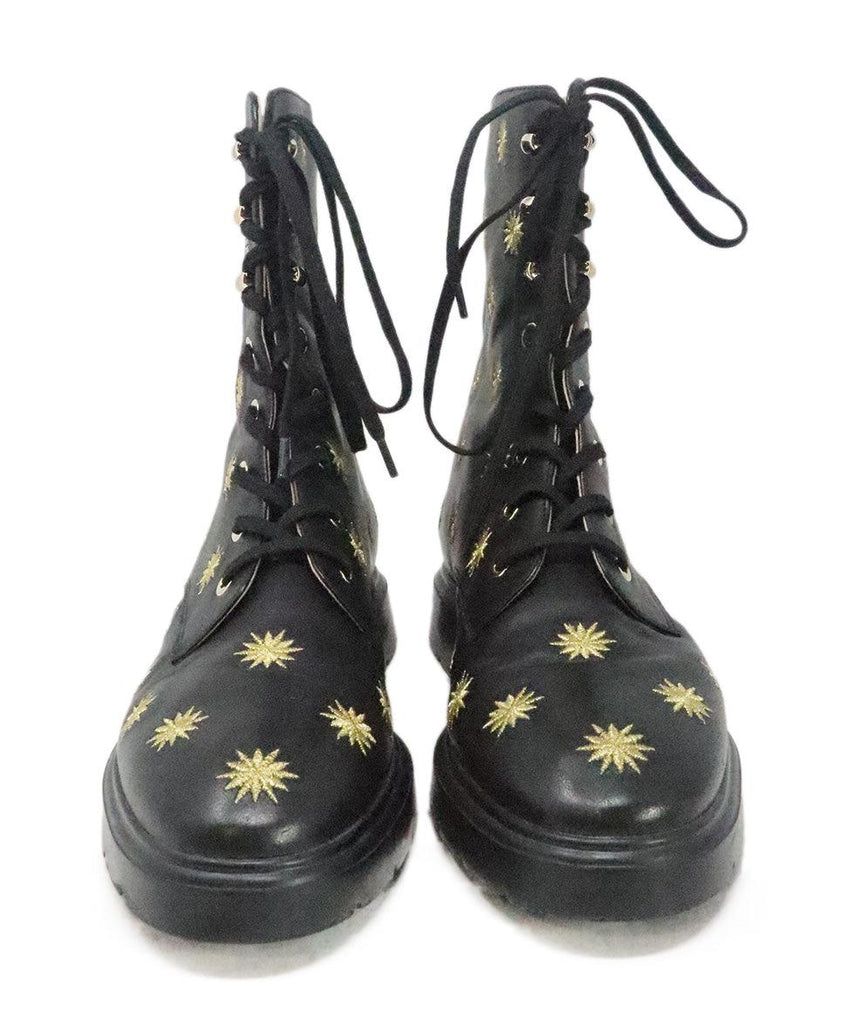 Stuart Weitzman Black & Gold Embroidered Boots 3