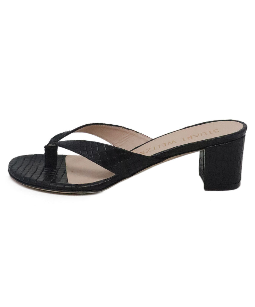 1Stuart Weitzman Black Pressed Leather Sandals 1