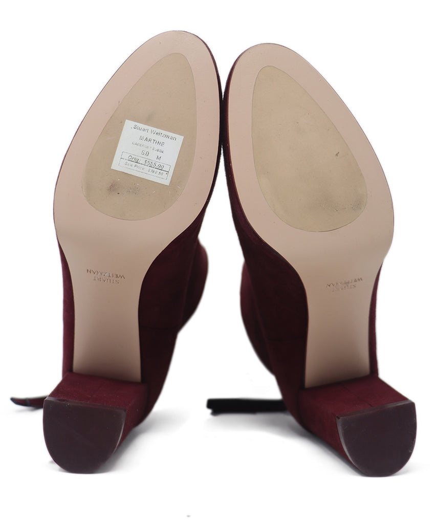 Stuart Weitzman Burgundy Suede Booties 4