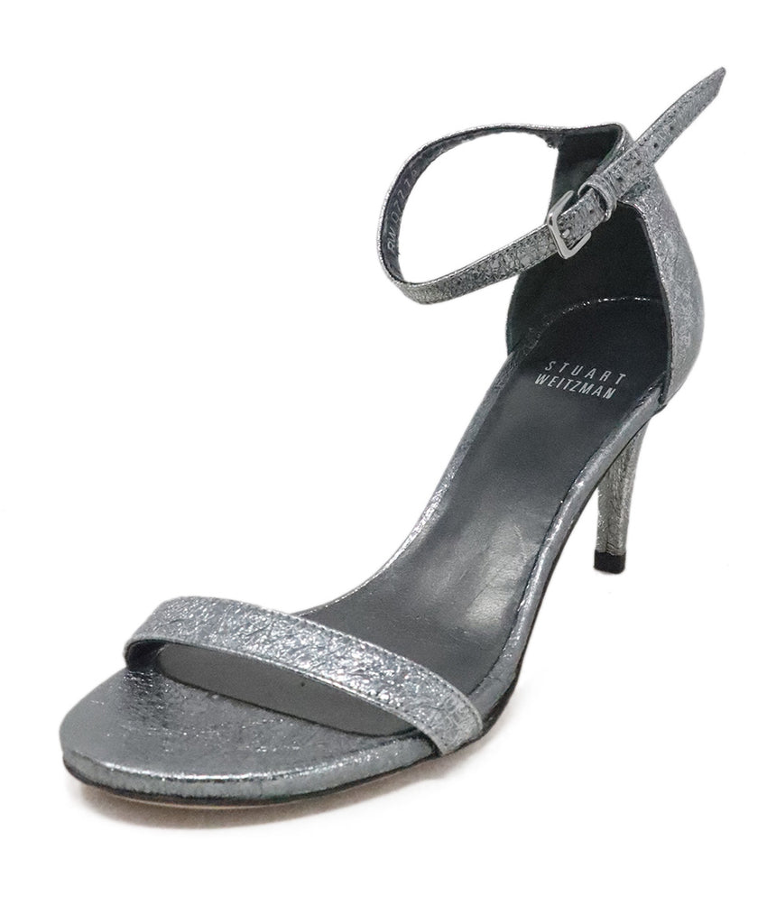 Stuart Weitzman Metallic Pewter Leather Heels 