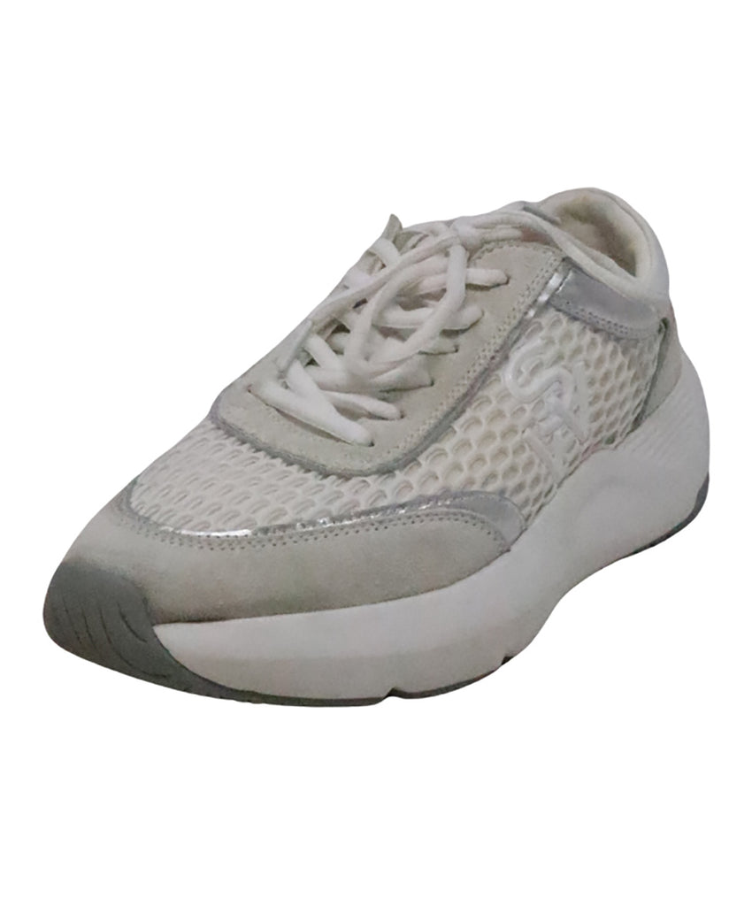 Stuart Weitzman White Suede & Nylon Sneakers 