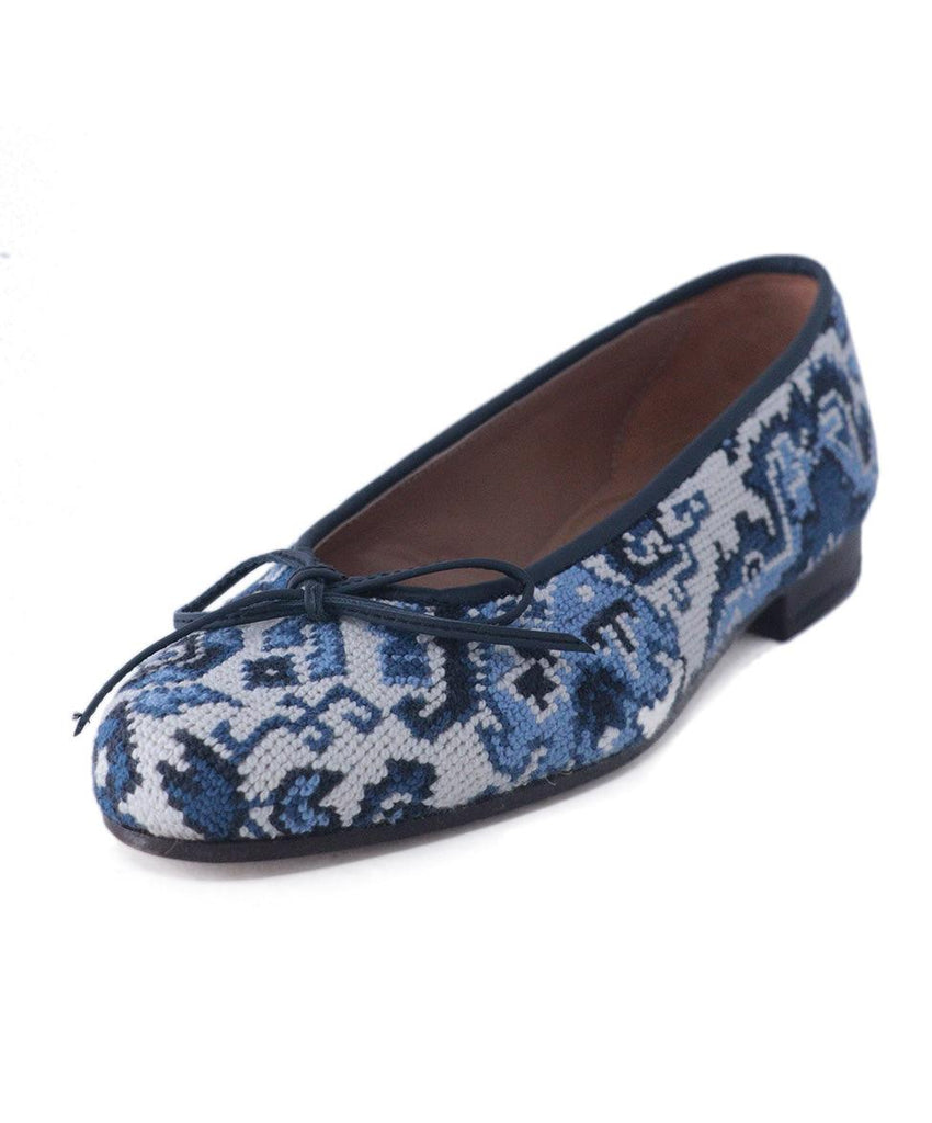 Stubbs & Wootton Blue & White Needlepoint Flats 