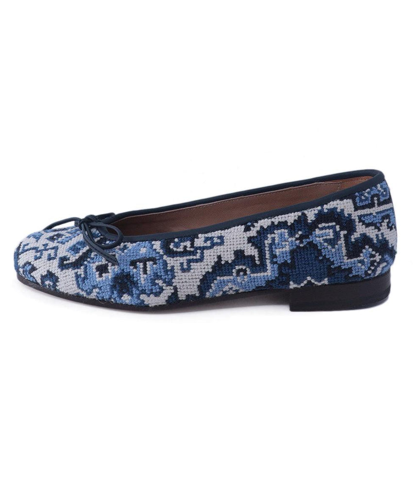 Stubbs & Wootton Blue & White Needlepoint Flats 1