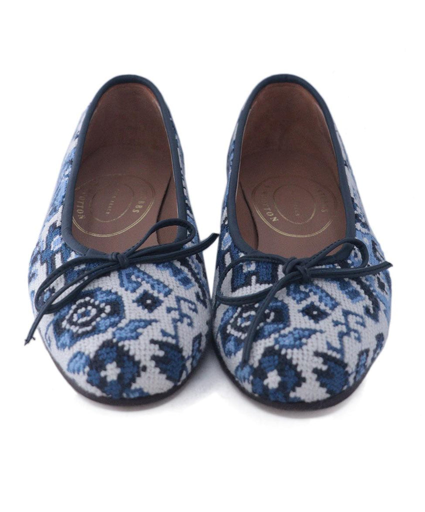 Stubbs & Wootton Blue & White Needlepoint Flats 3