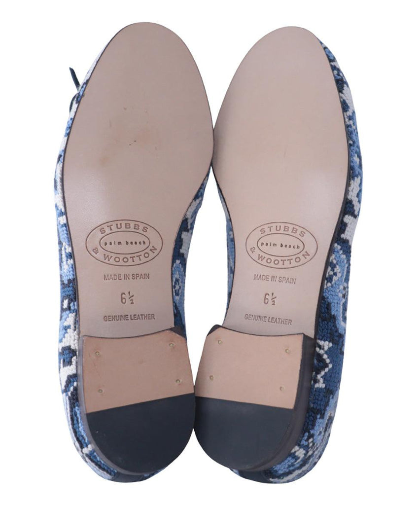 Stubbs & Wootton Blue & White Needlepoint Flats 4