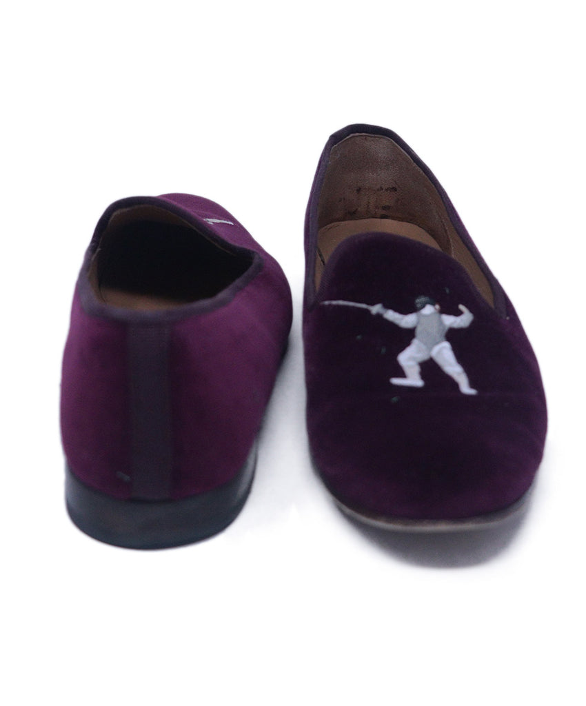 Stubbs & Wootton Burgundy Velour Flats 2