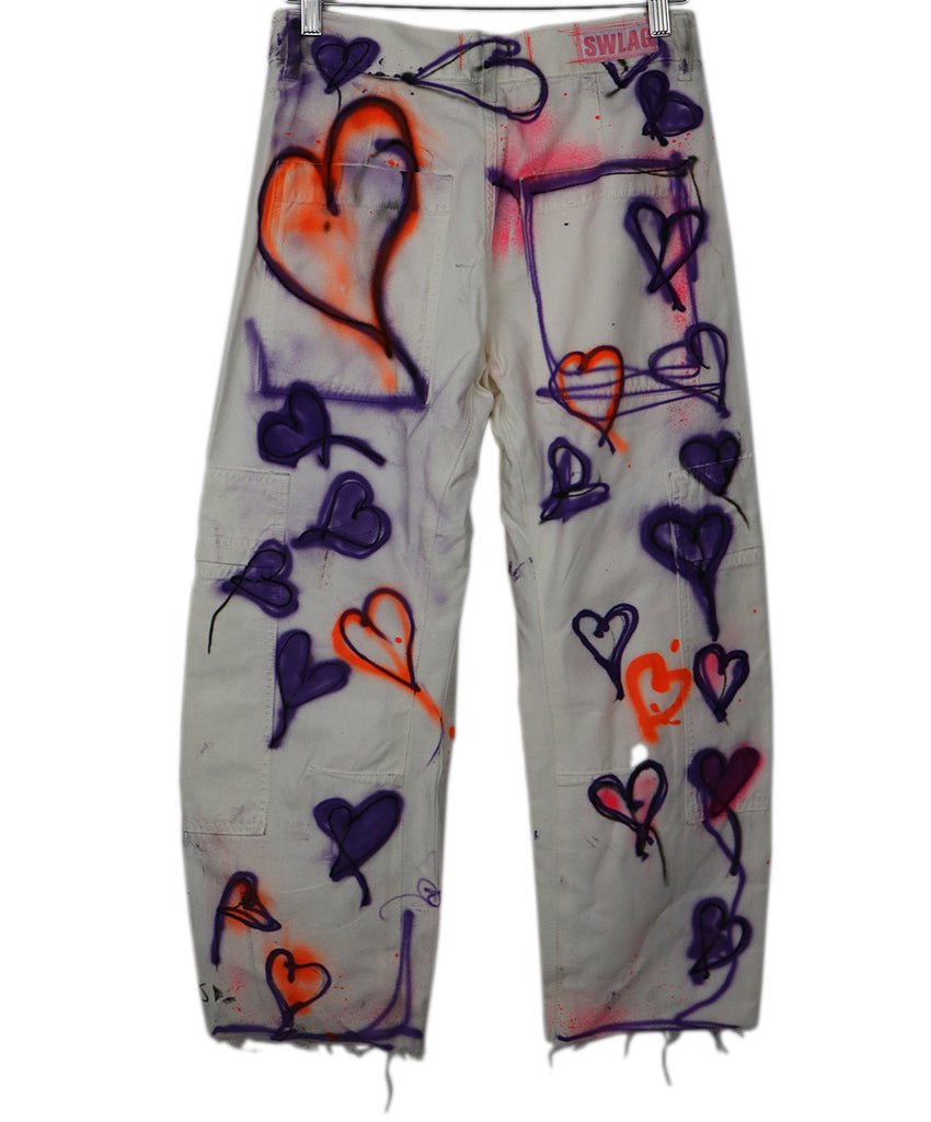 Swlag White & Purple Graffiti Print Pants 1