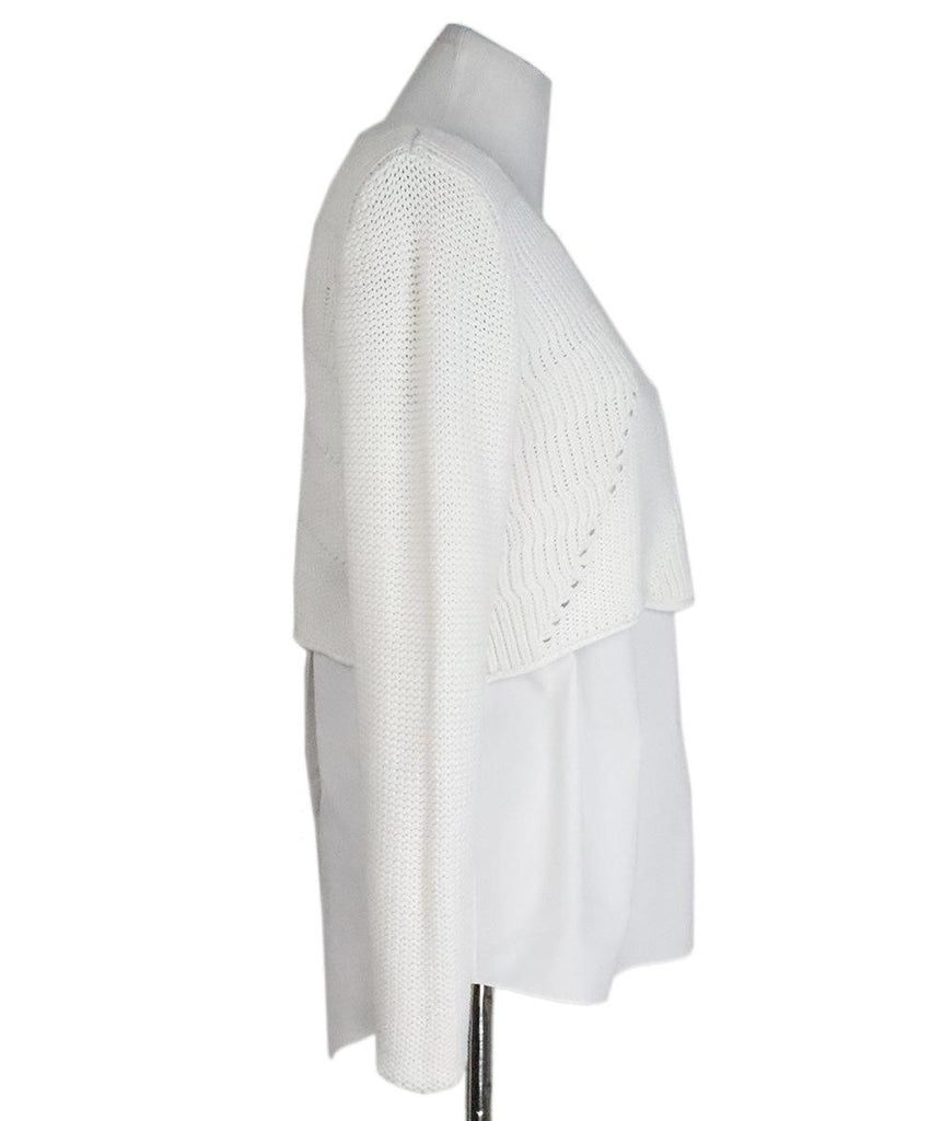 Tahari White Cotton Layered Sweater sz 4 - Michael's Consignment NYC