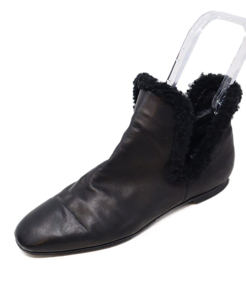 The Row Black Leather Shearling Booties 