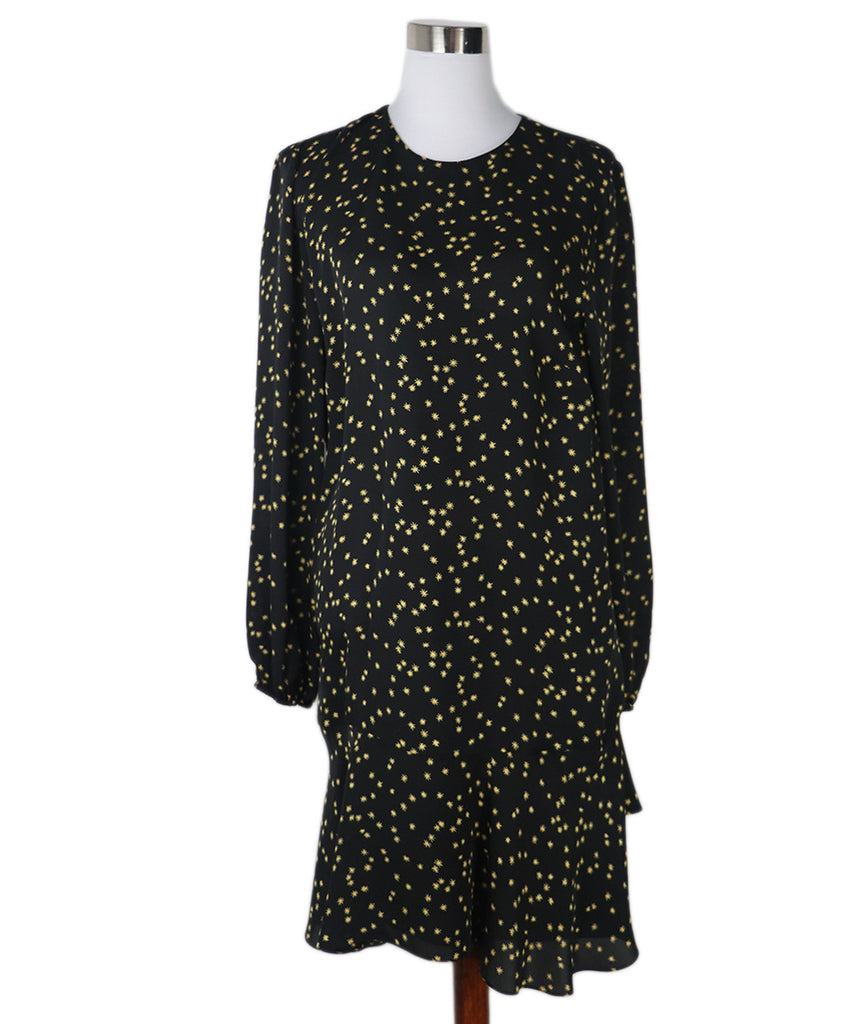 Theory Black & Yellow Silk Dress 