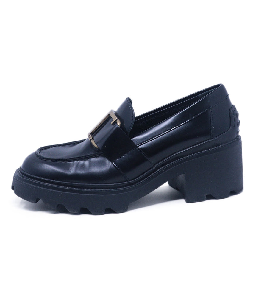 Tod's Black Leather Platform Loafers 1