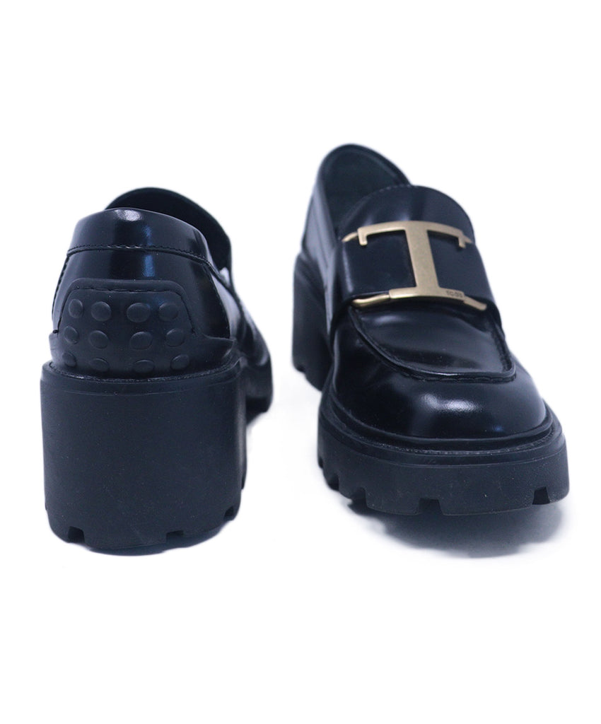 Tod's Black Leather Platform Loafers 2