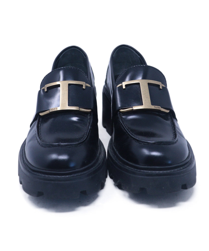 Tod's Black Leather Platform Loafers 3