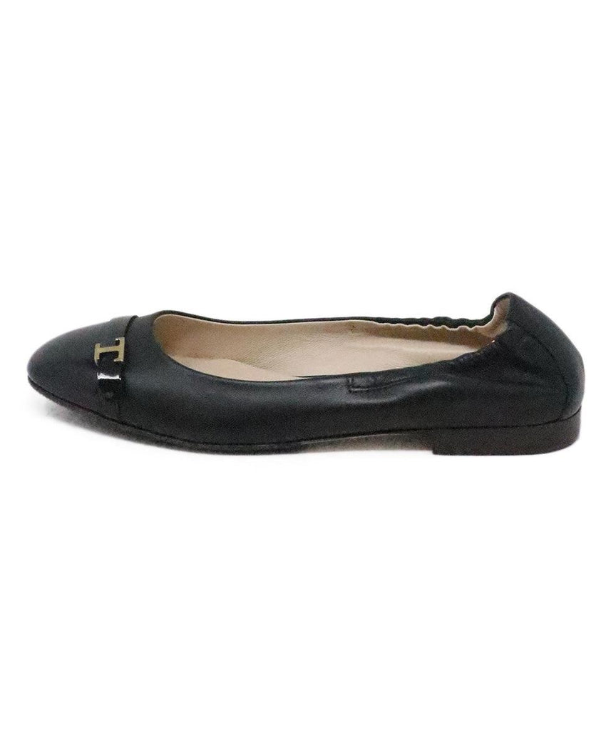 Tod's Black Leather Flats w/ Patent Trim sz 8 - Michael's Consignment NYC