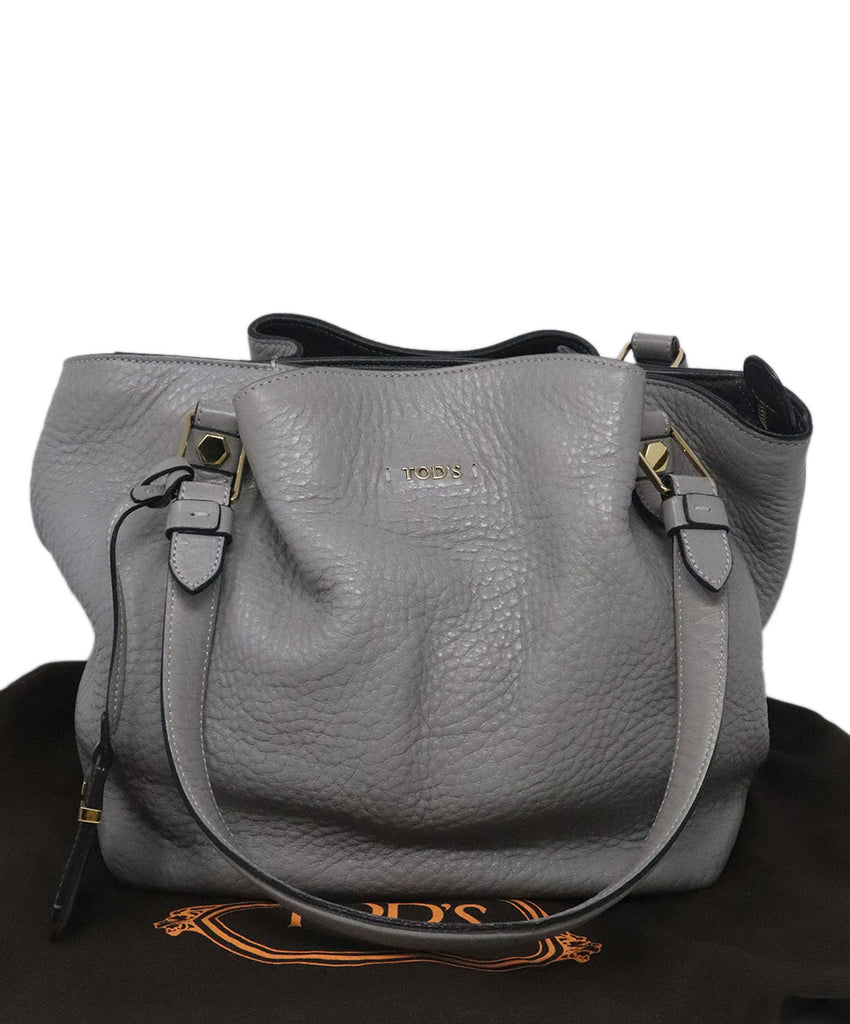 Tod's Grey Leather Shoulder Bag 5