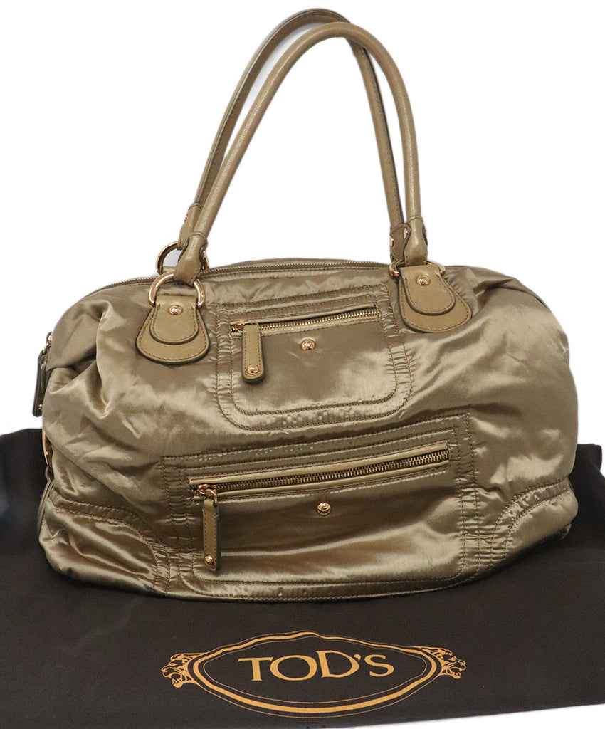 Tod's Gold Nylon Shoulder Bag 5