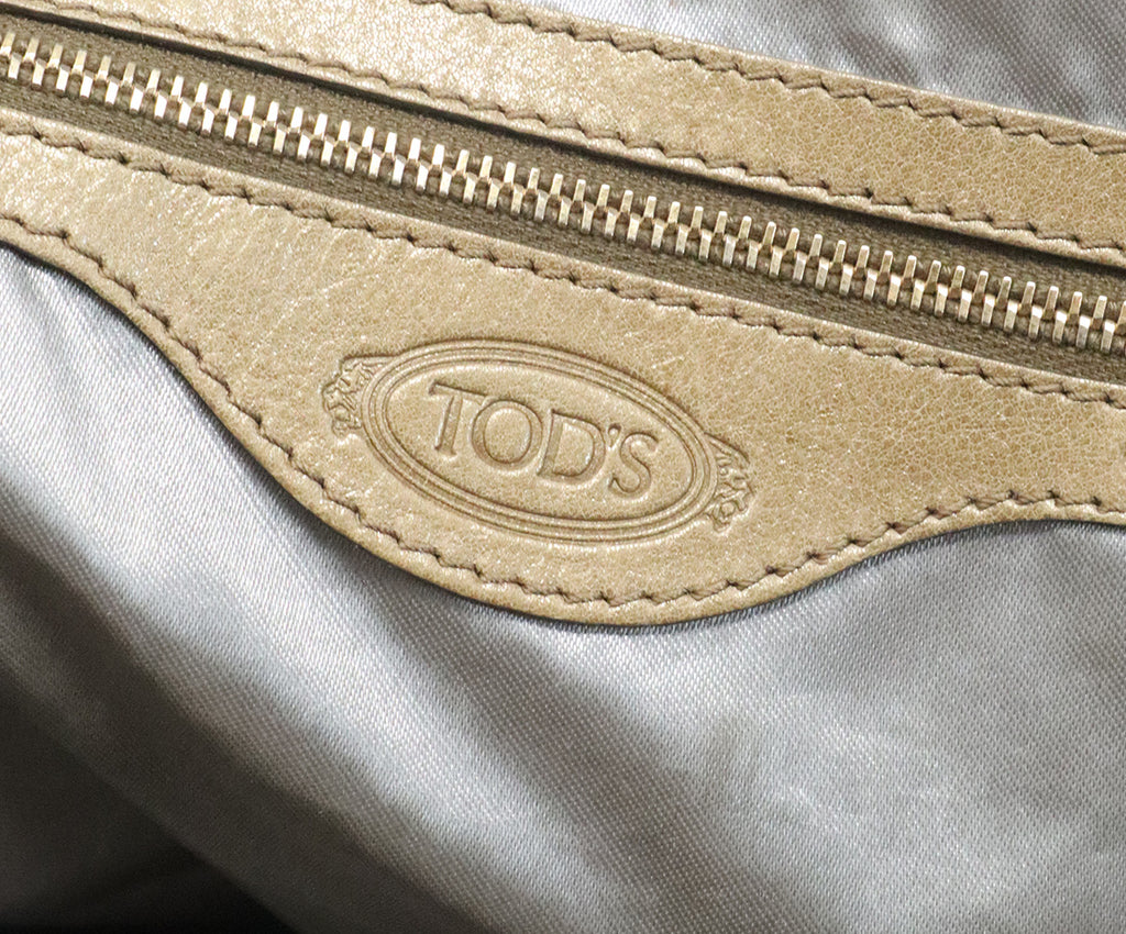 Tod's Gold Nylon Shoulder Bag 7