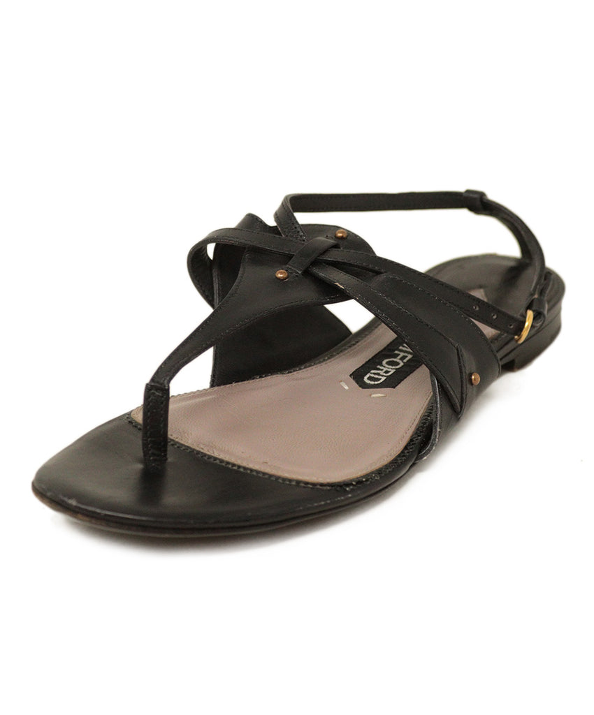 Tom Ford Black Leather Sandals 