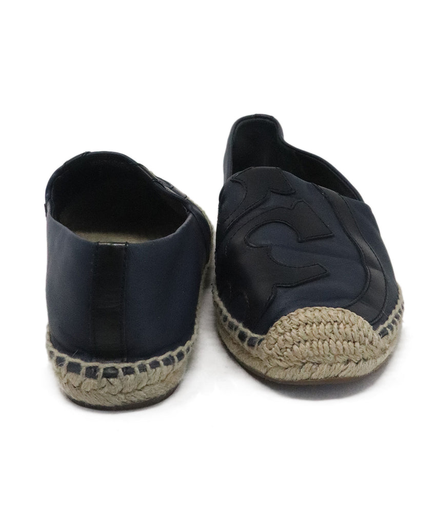 Tory Burch Black & Navy Leather Espadrilles Flats 2