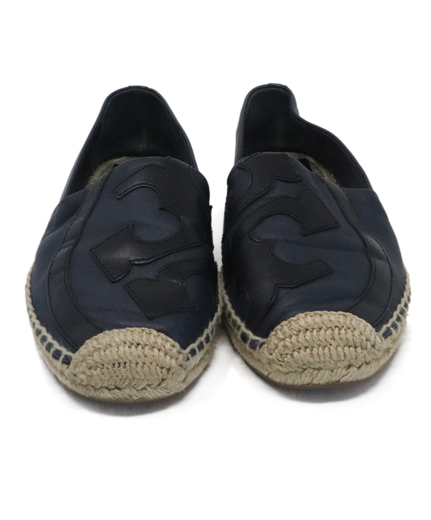 Tory Burch Black & Navy Leather Espadrilles Flats 3