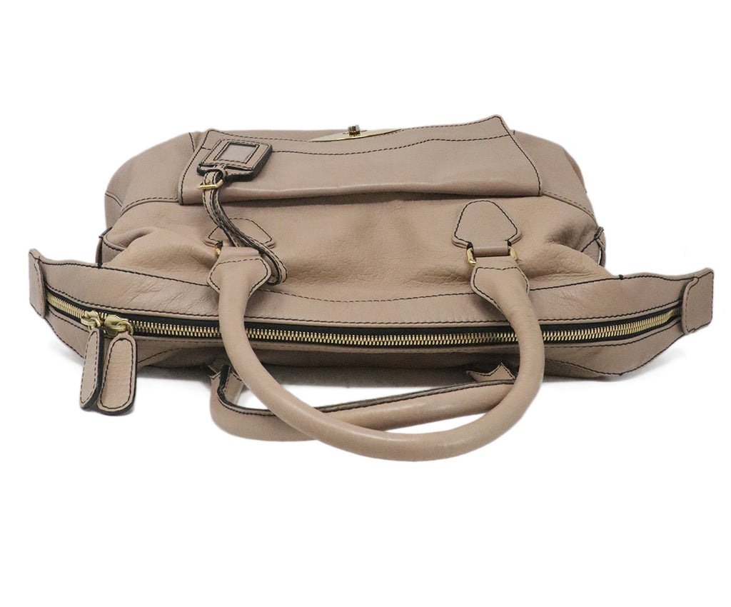 Valentino Beige Leather Satchel 4