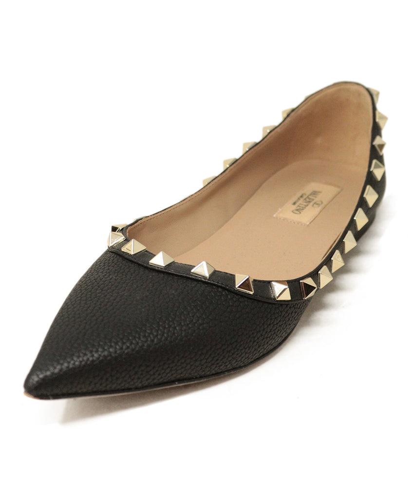 Valentino Black Leather Rockstud Flats 