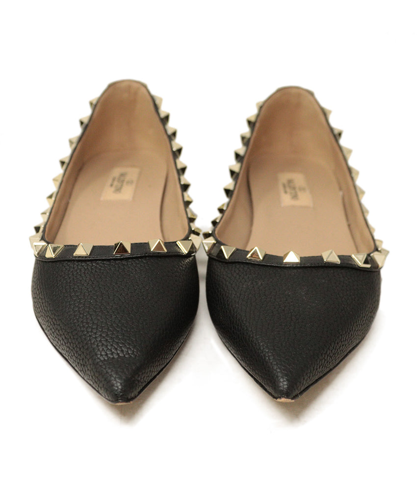 Valentino Black Leather Rockstud Flats 3