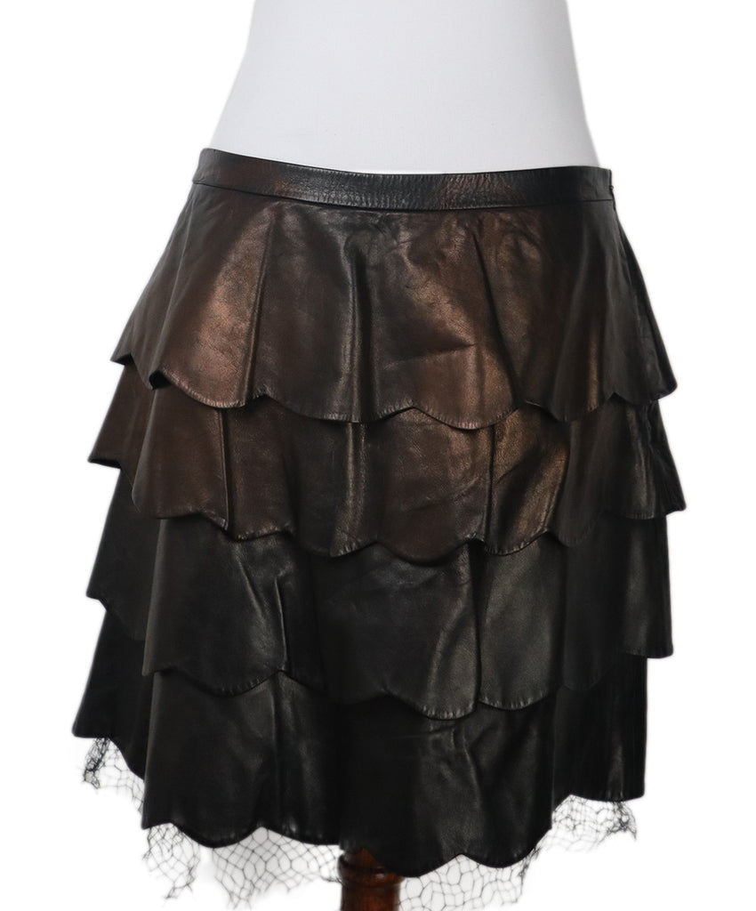 Valentino Black Leather Skirt 