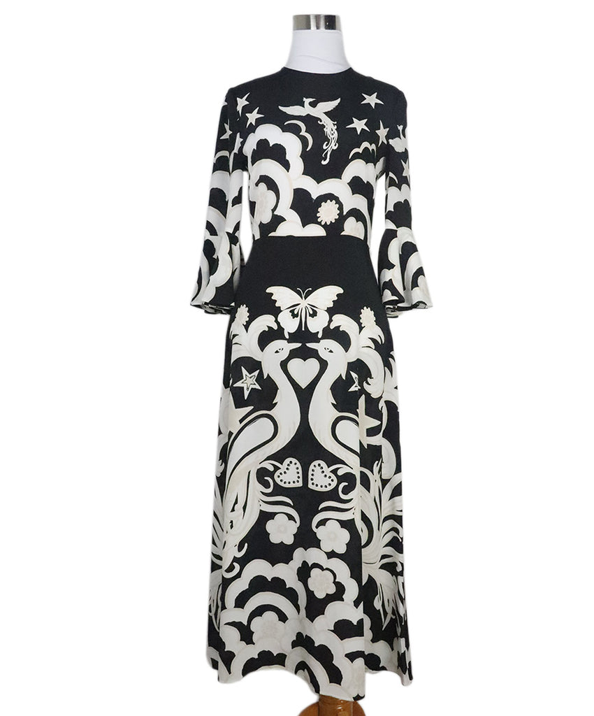 Valentino B&W Print Silk Dress 